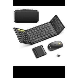 Samsers Full Size Folding Keyboard & Mouse Bluetooth Keyboard Combo, Black